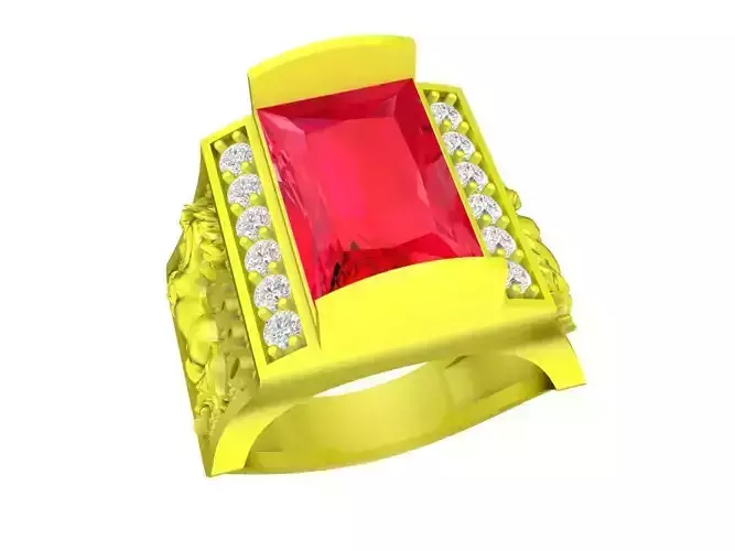 fengshui 1990 baguette diamond horse men ring 4946 3D print model