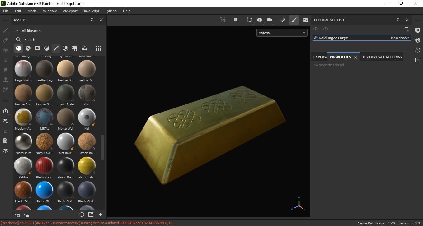 Gold Ingot Large 3D Model Low-poly 3D model_6
