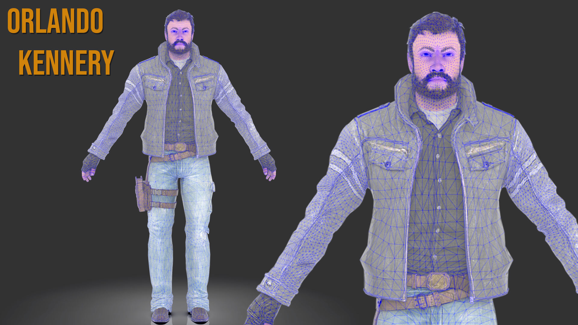 Game Character Orlando Kennery Low-poly 3D model_4