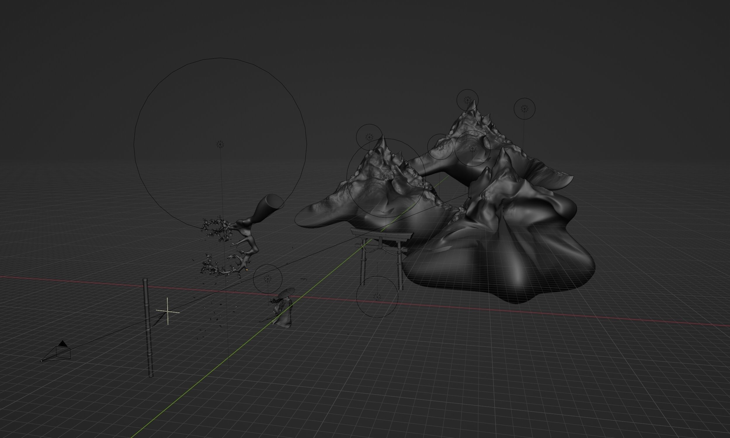 Stylized Japanese water colour painting Free 3D model_5