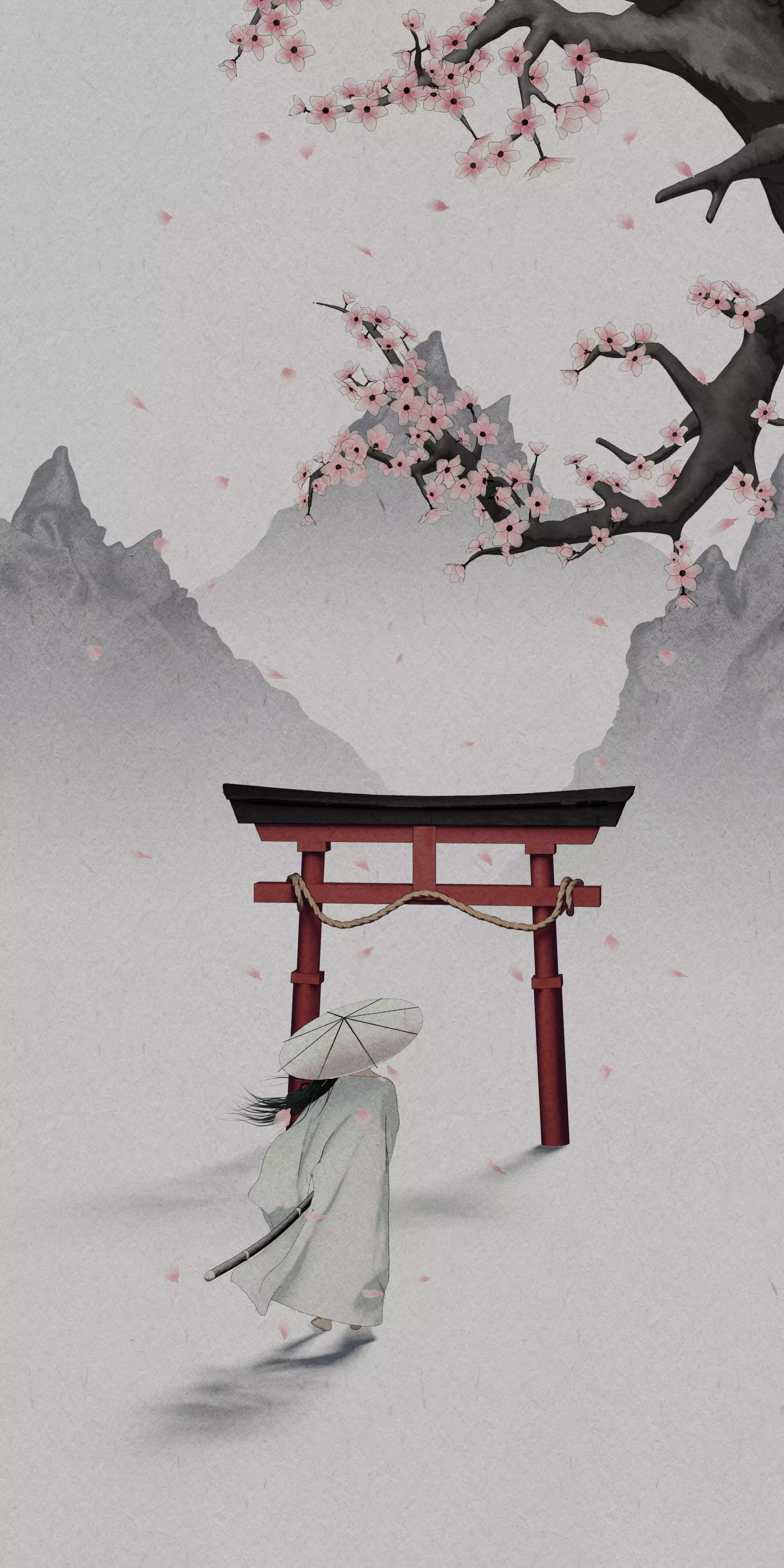 Stylized Japanese water colour painting Free 3D model_0