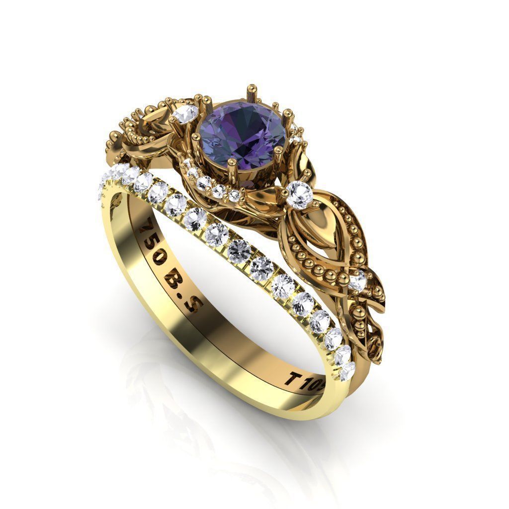 floral solitaire set 3D print model_3