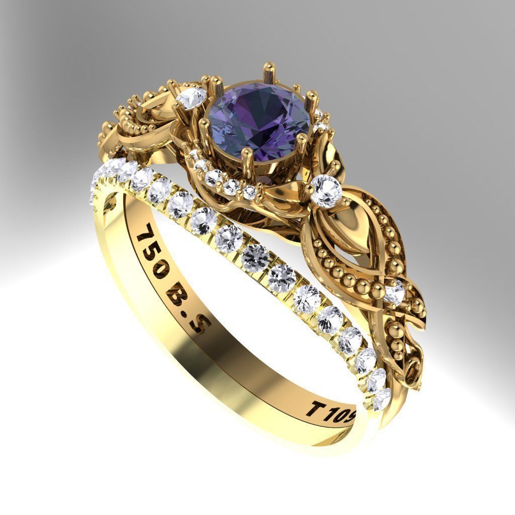 floral solitaire set 3D print model_2