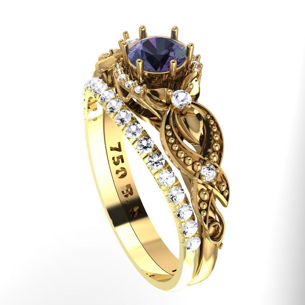 floral solitaire set 3D print model_1