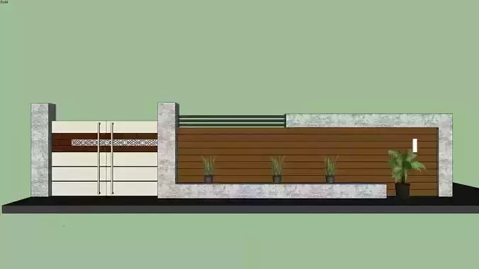 3D Boundary Wall Model  SketchUp Design for Exterior Fencing  3D model