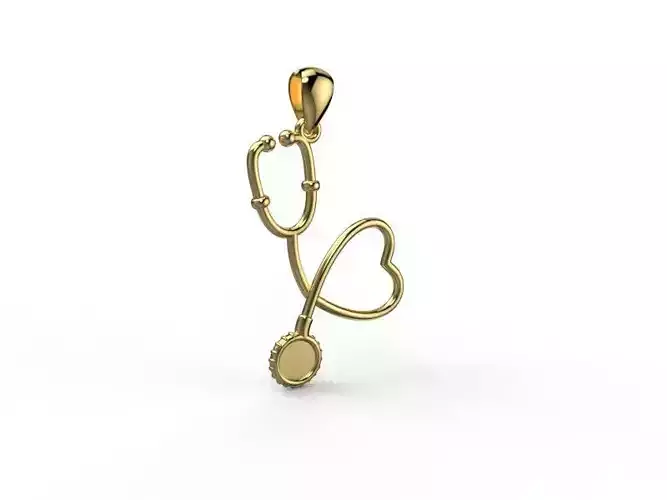 Stethoscope Heart Pendant and Hanger