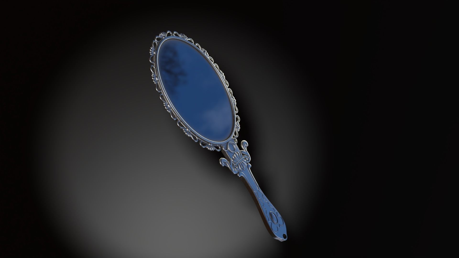Medieval Handheld Mirror Low-poly 3D model_1