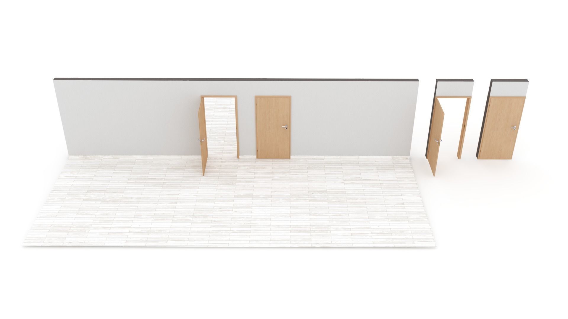 Wood interior door - Full wall section 3D model_7