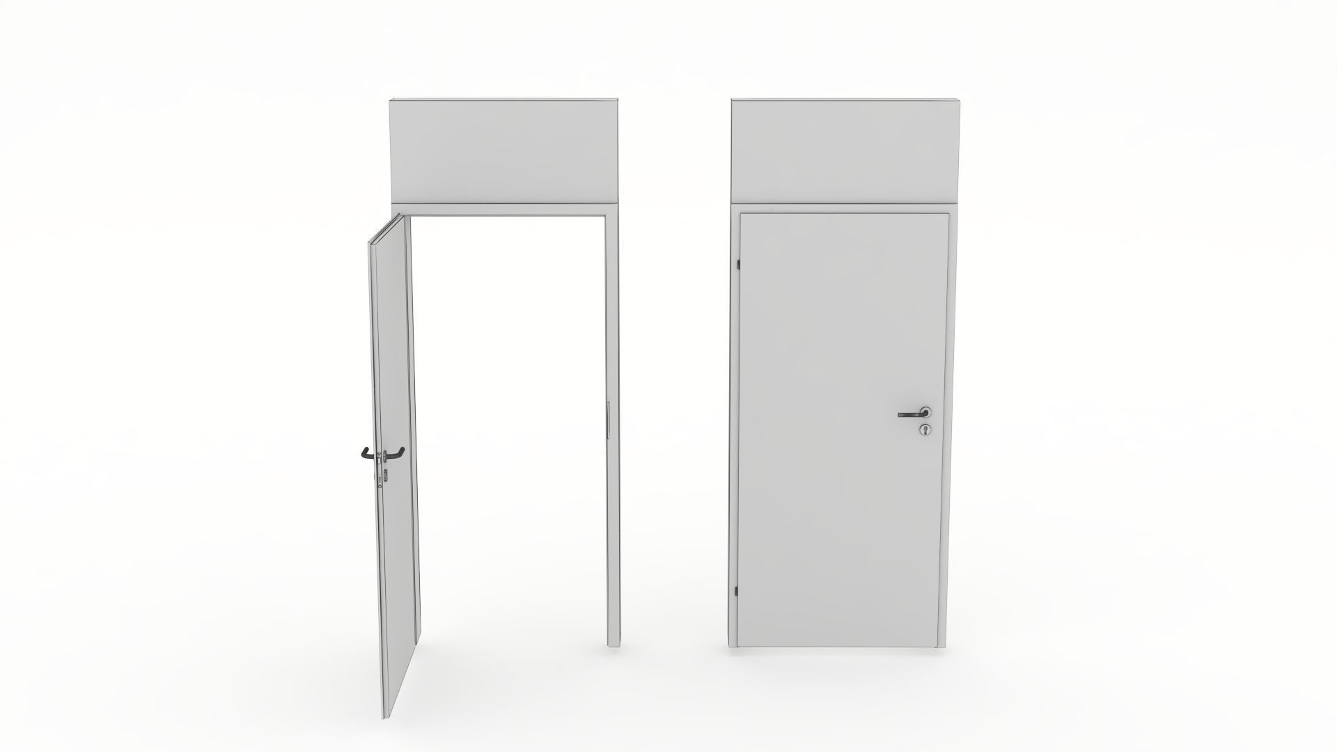 Wood interior door - Full wall section 3D model_13