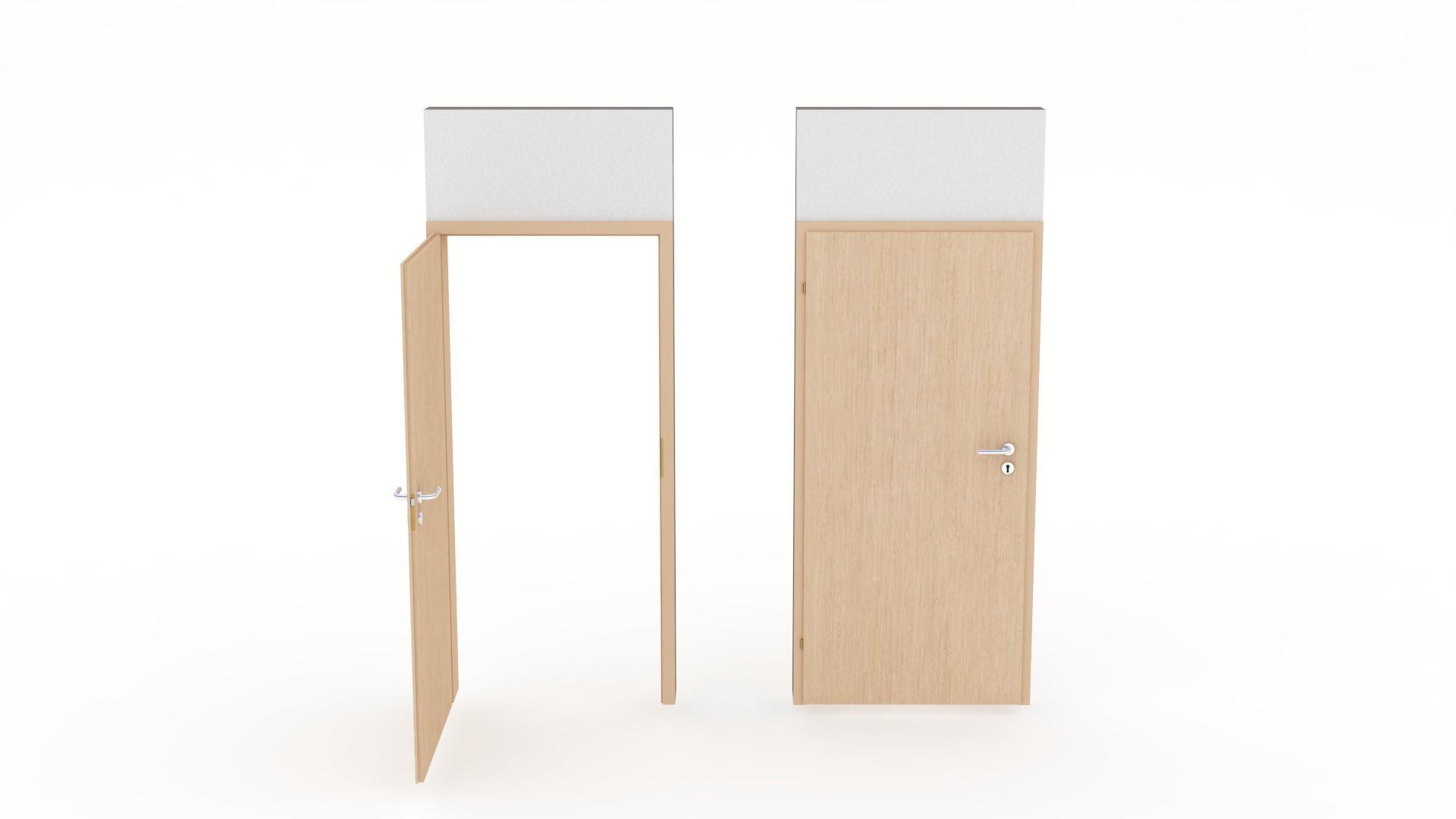 Wood interior door - Full wall section 3D model_9