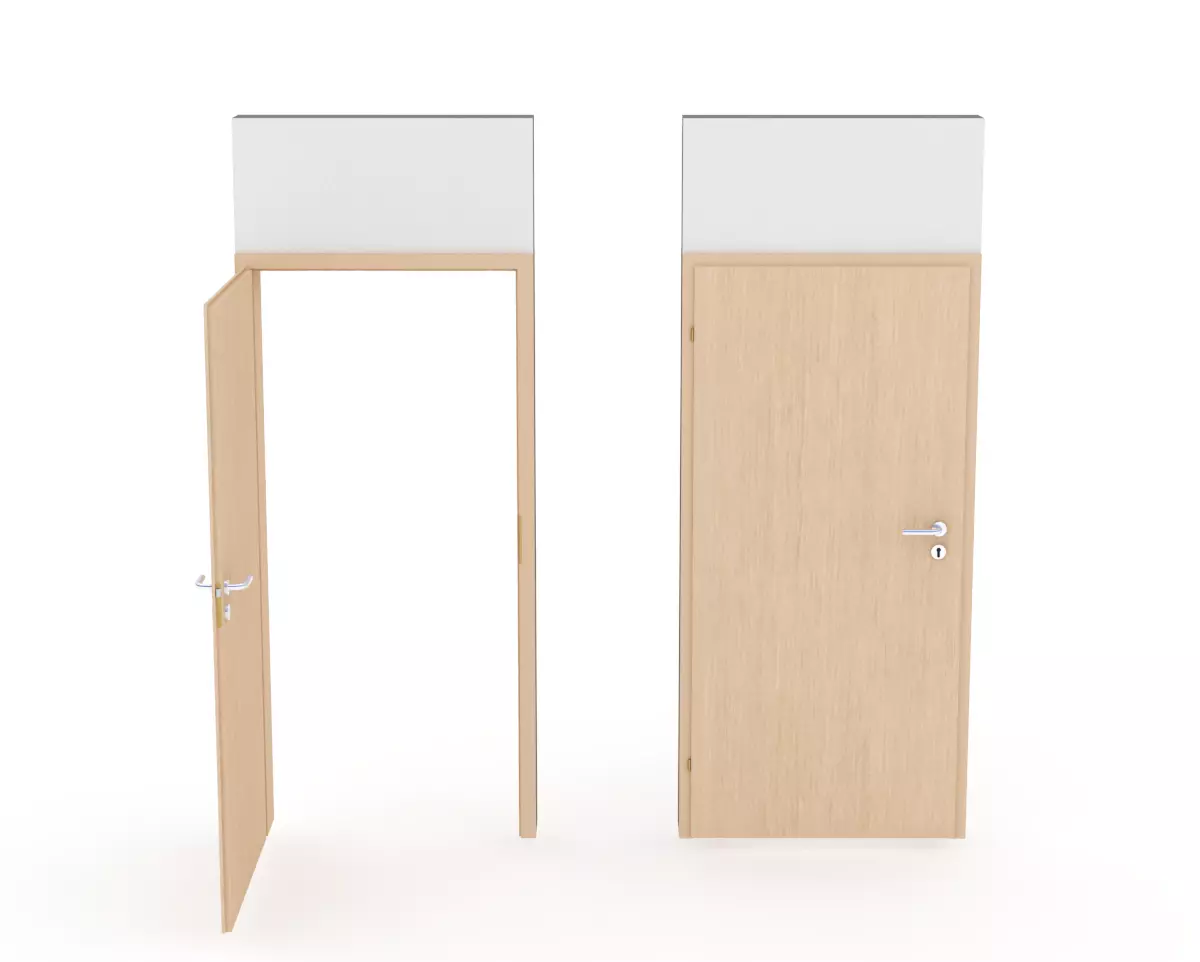 Wood interior door - Full wall section 3D model_0