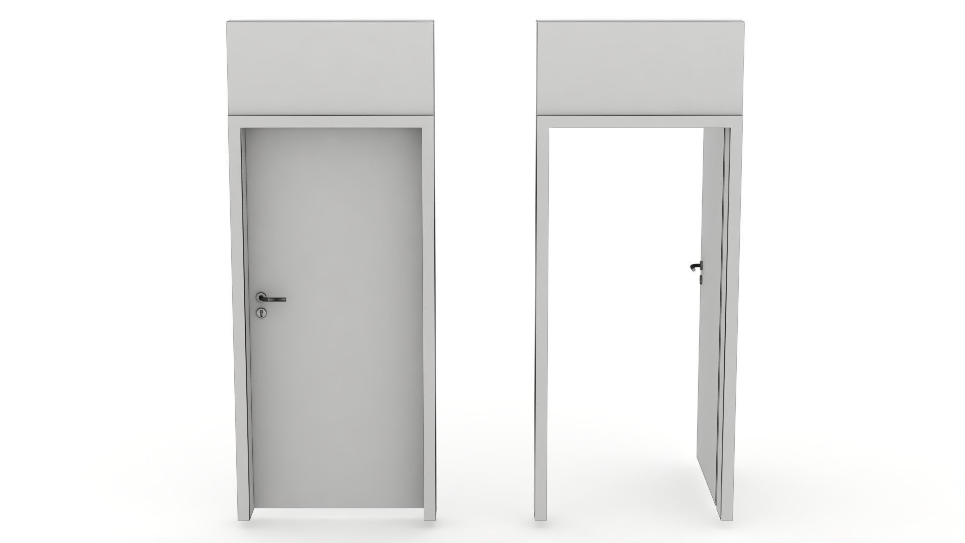 Wood interior door - Full wall section 3D model_14