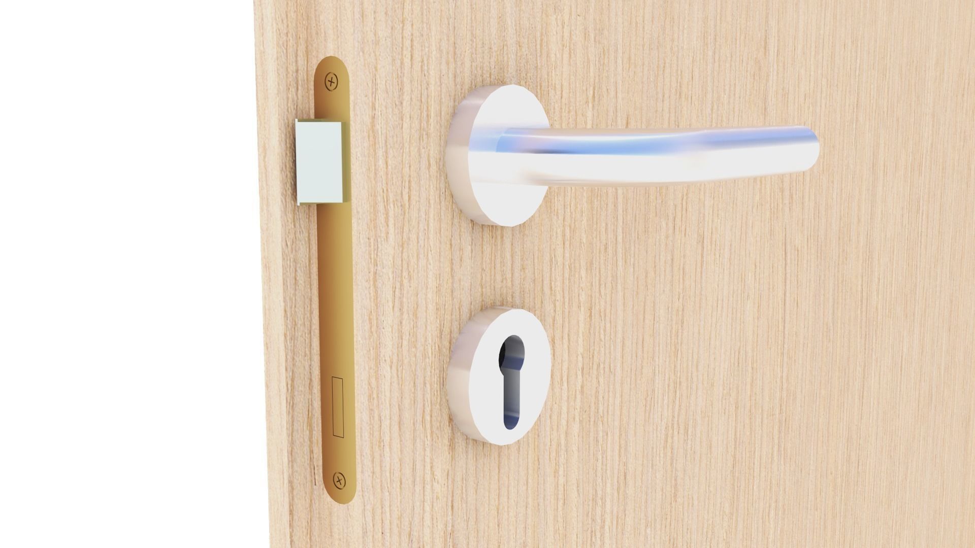 Wood interior door - Full wall section 3D model_4