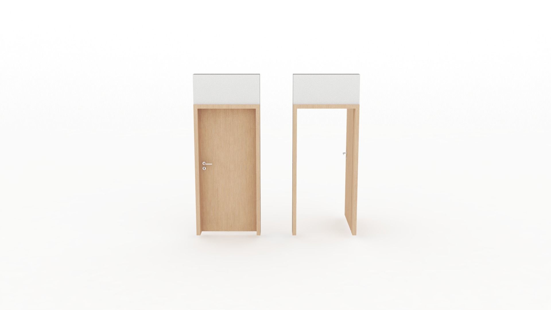 Wood interior door - Full wall section 3D model_10