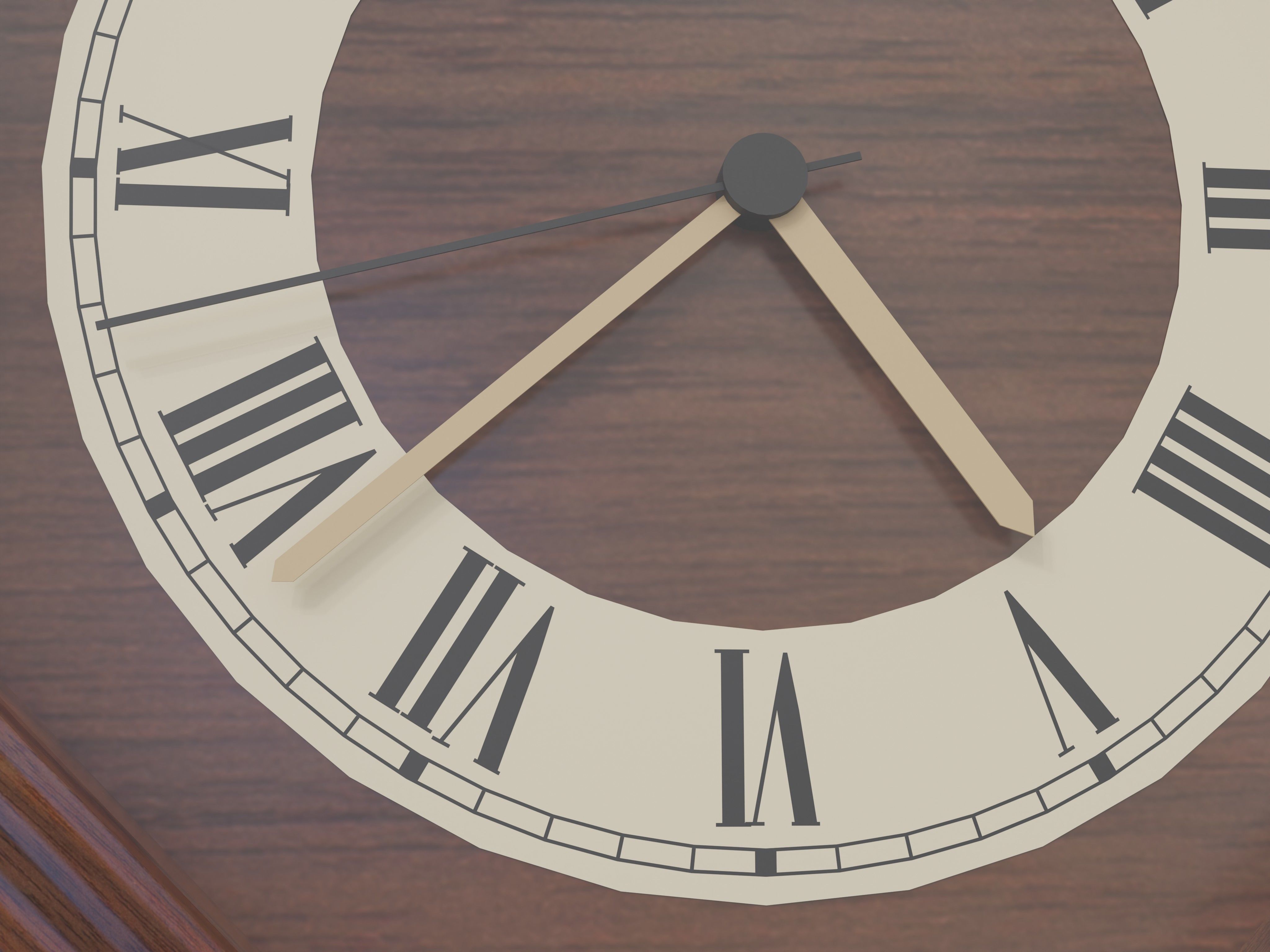 Realistic Wall Clock - Analog Wooden Watch Low-poly 3D model_2