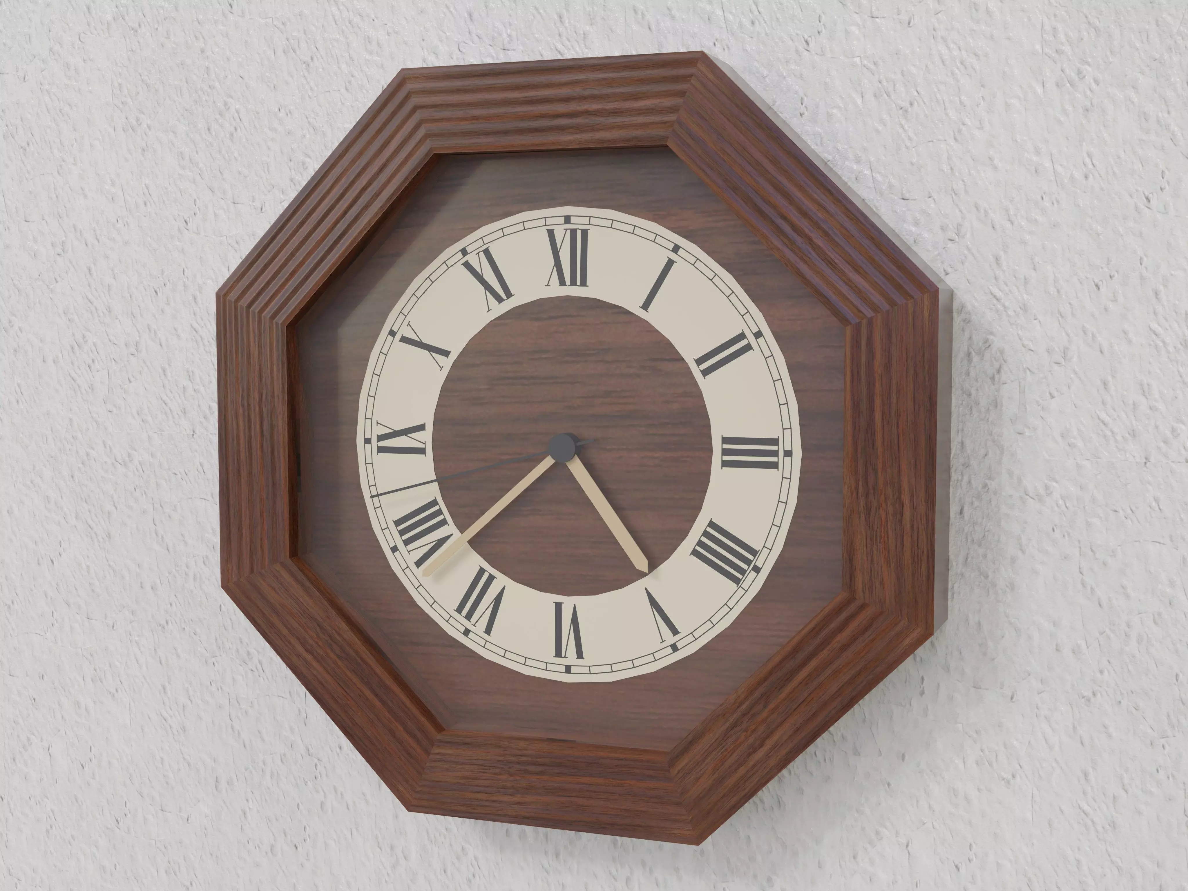 Realistic Wall Clock - Analog Wooden Watch Low-poly 3D model_0