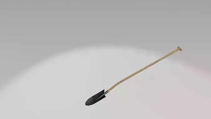 Shovel  large big made of wood and iron steel metal Low-poly 3D model