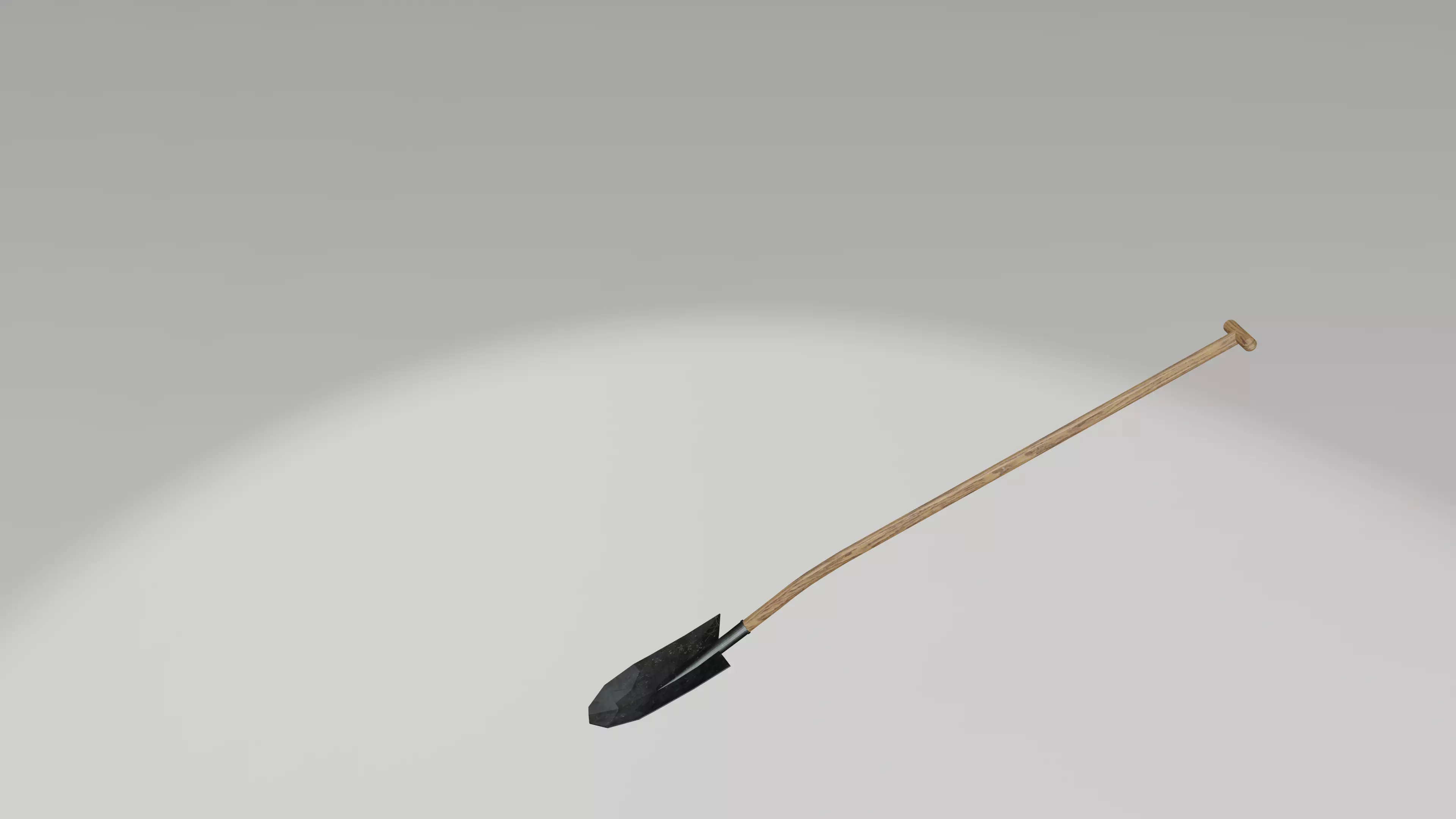 Shovel  large big made of wood and iron steel metal Low-poly 3D model_0