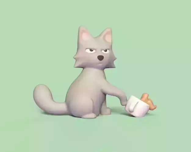Cat Knocking  over a Cup