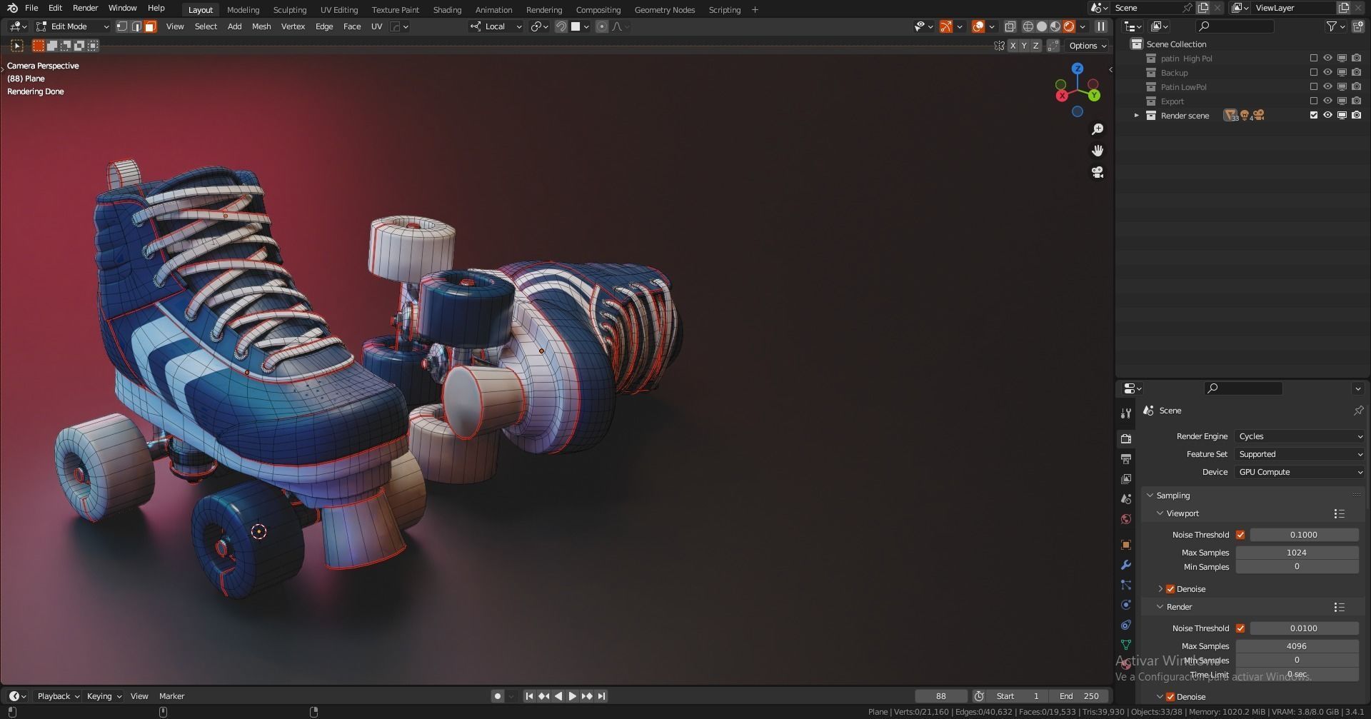 Skates Low-poly 3D model_3