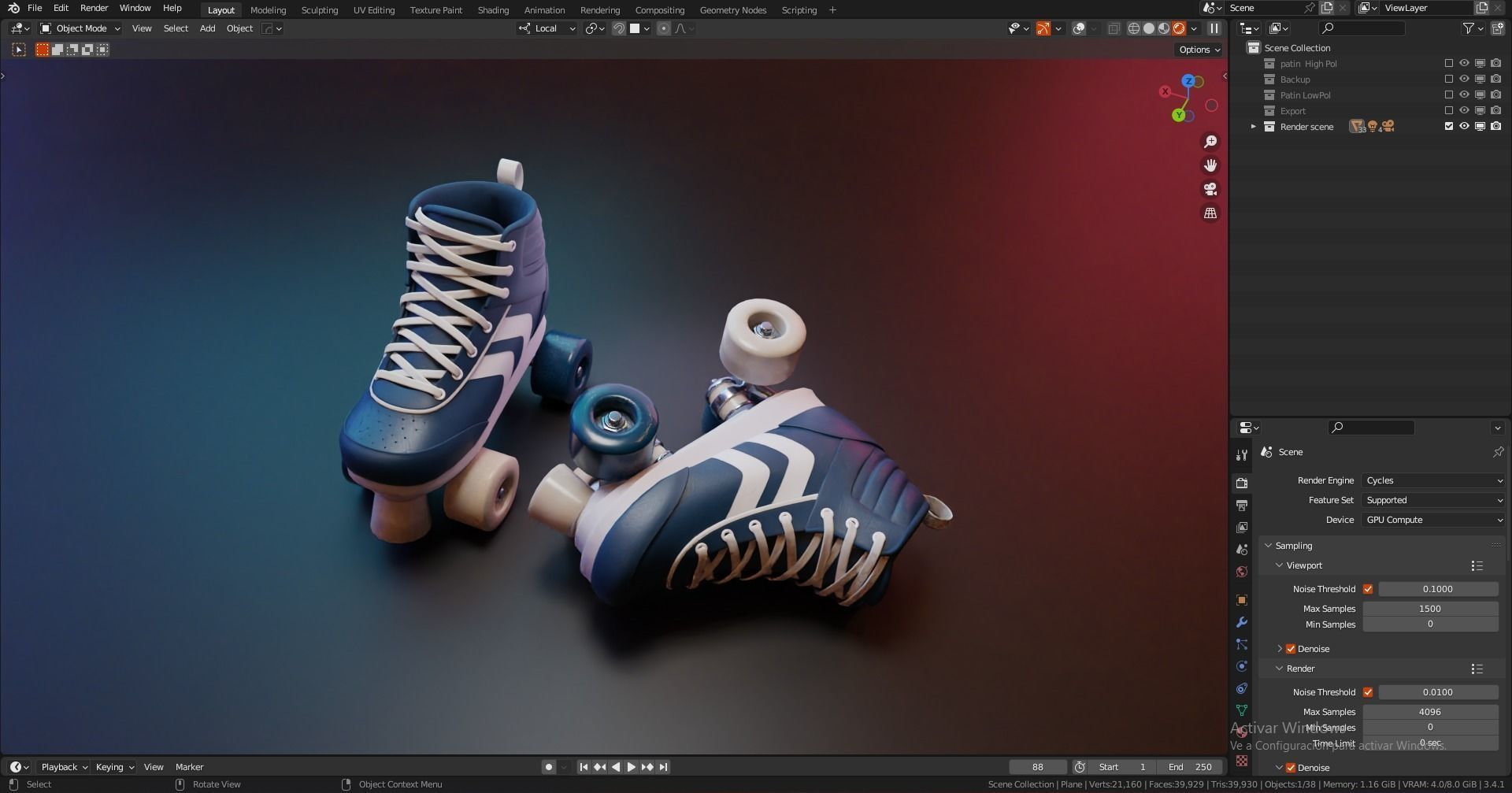 Skates Low-poly 3D model_2