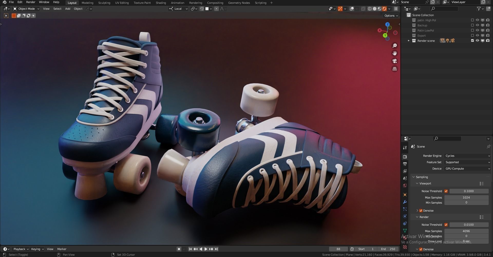 Skates Low-poly 3D model_1