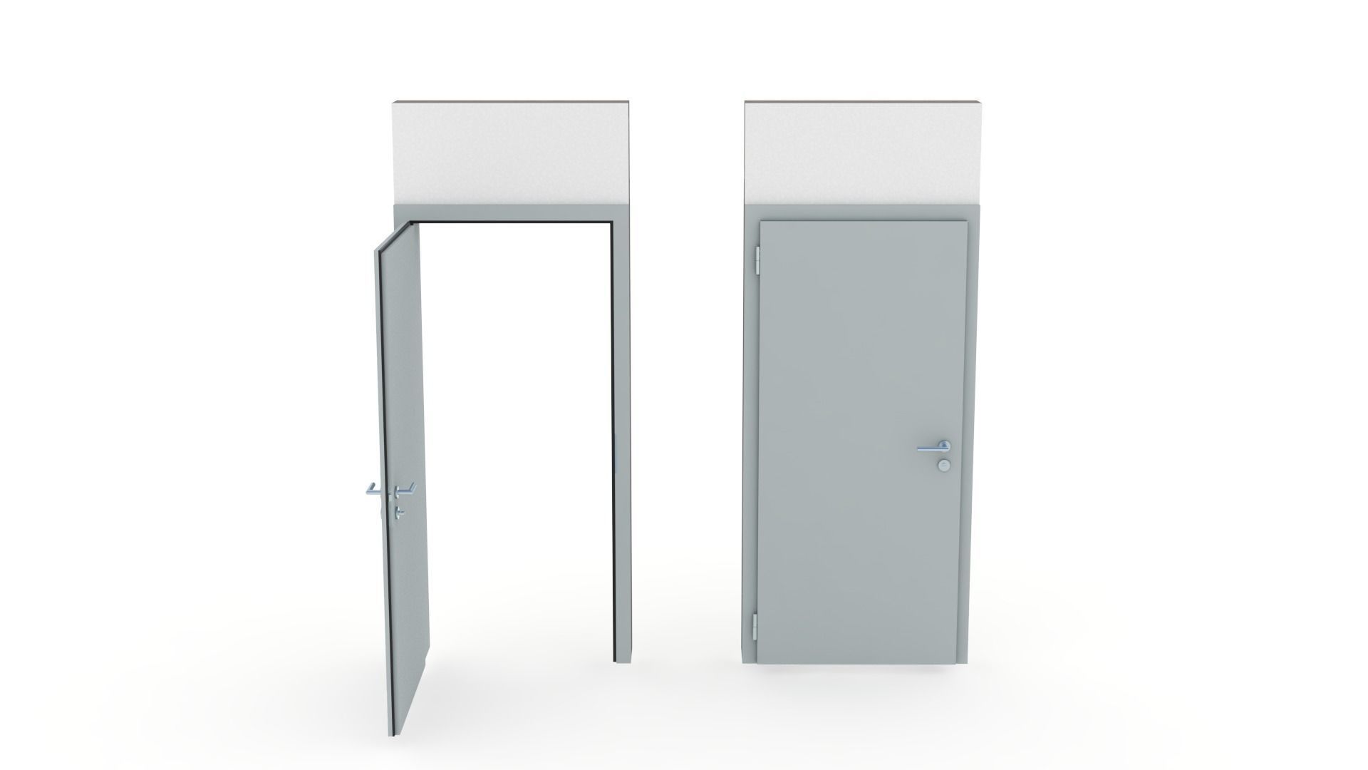 Lacquered interior door - Full wall section 3D model_1
