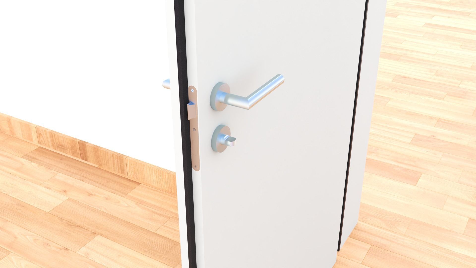 Lacquered interior door - Full wall section 3D model_4