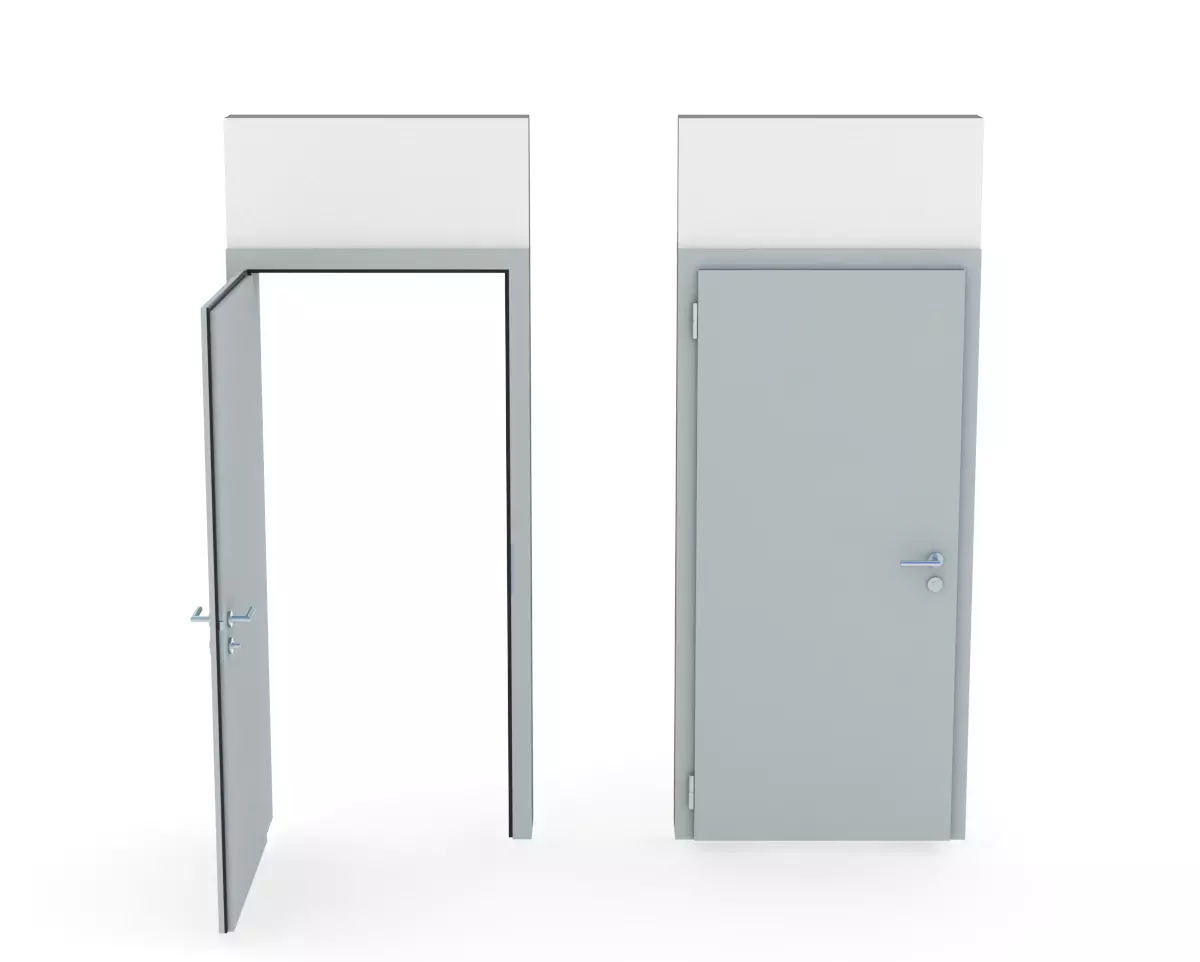 Lacquered interior door - Full wall section 3D model_0