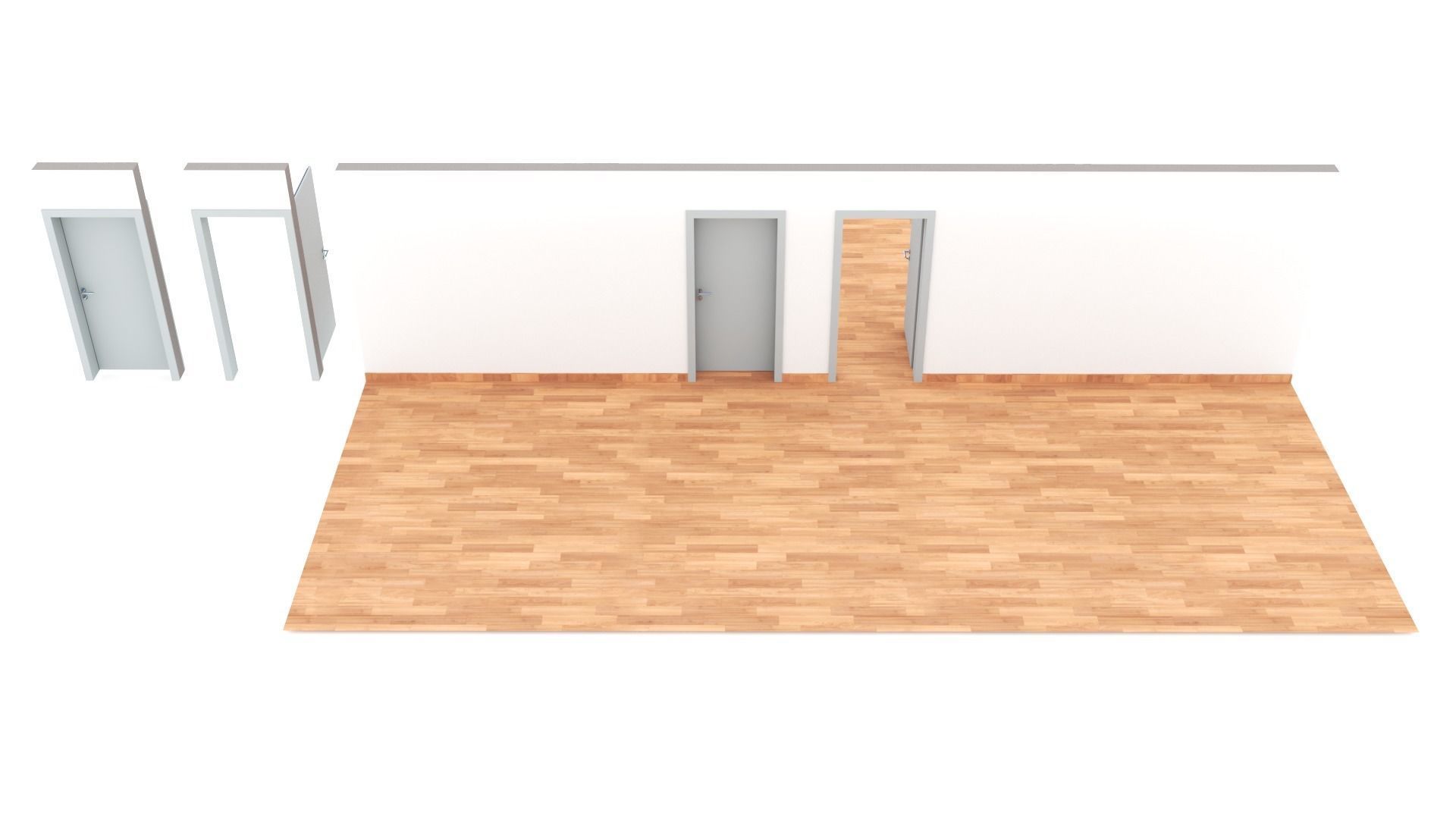 Lacquered interior door - Full wall section 3D model_6