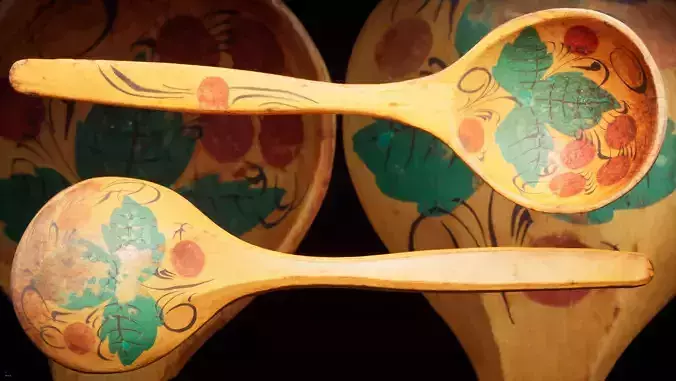 Old wooden traditional spoon Low-poly 3D model