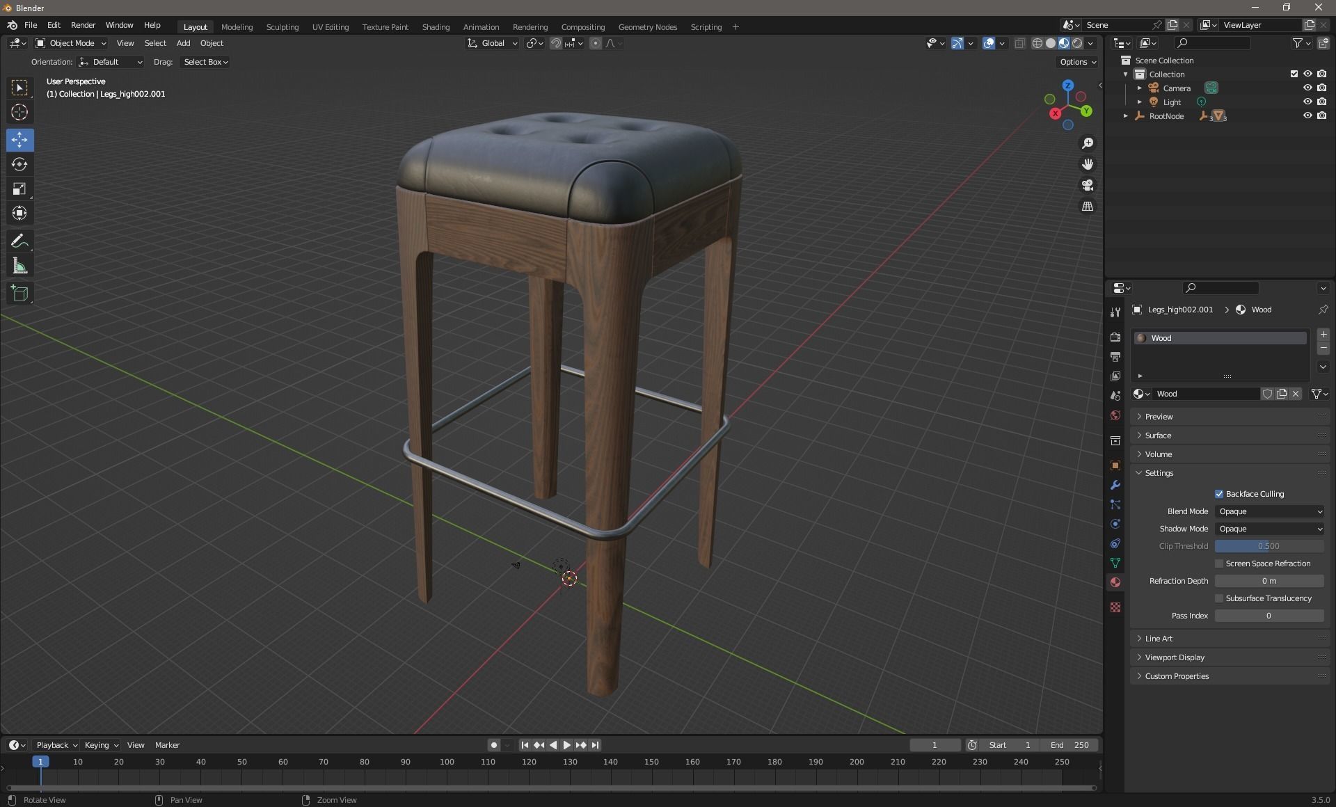 Stool Webby Sgabello - Subdivision geometry 3D model_7