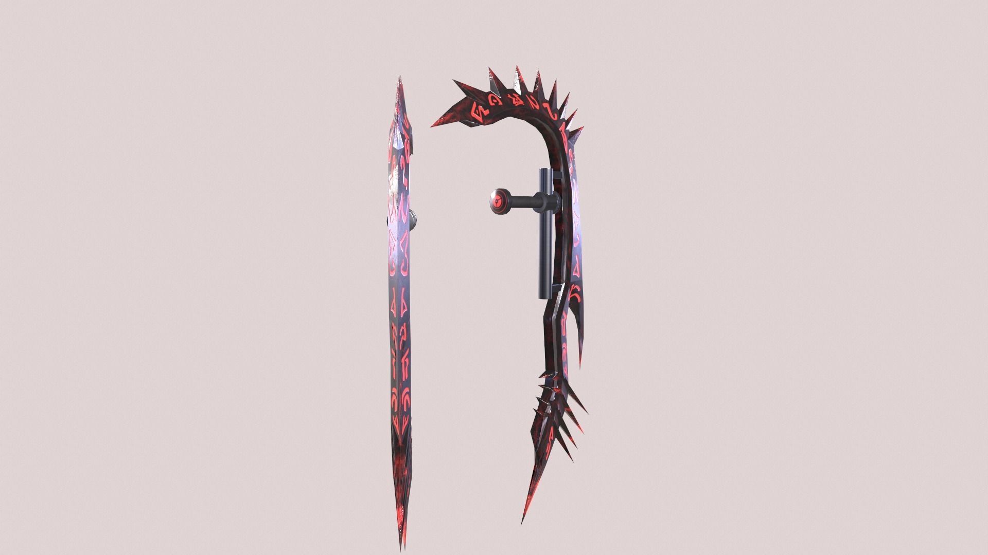 Runic double blades Low-poly 3D model_2