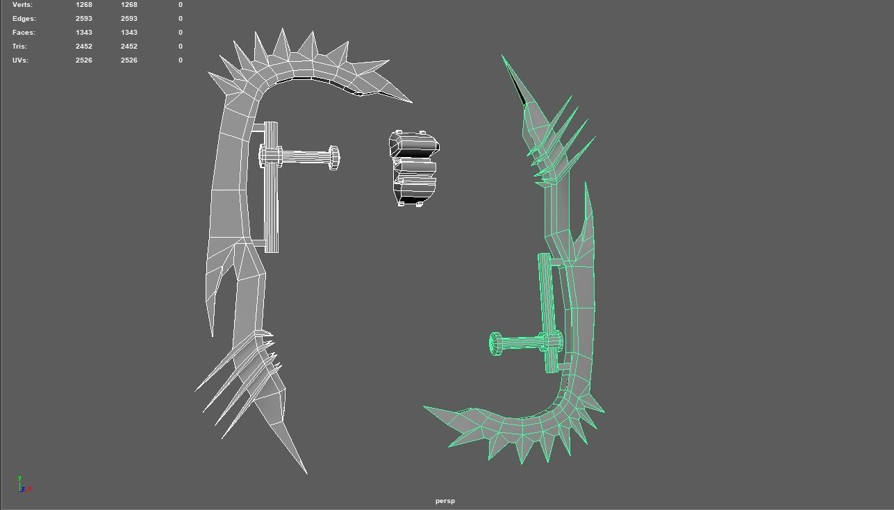 Runic double blades Low-poly 3D model_3