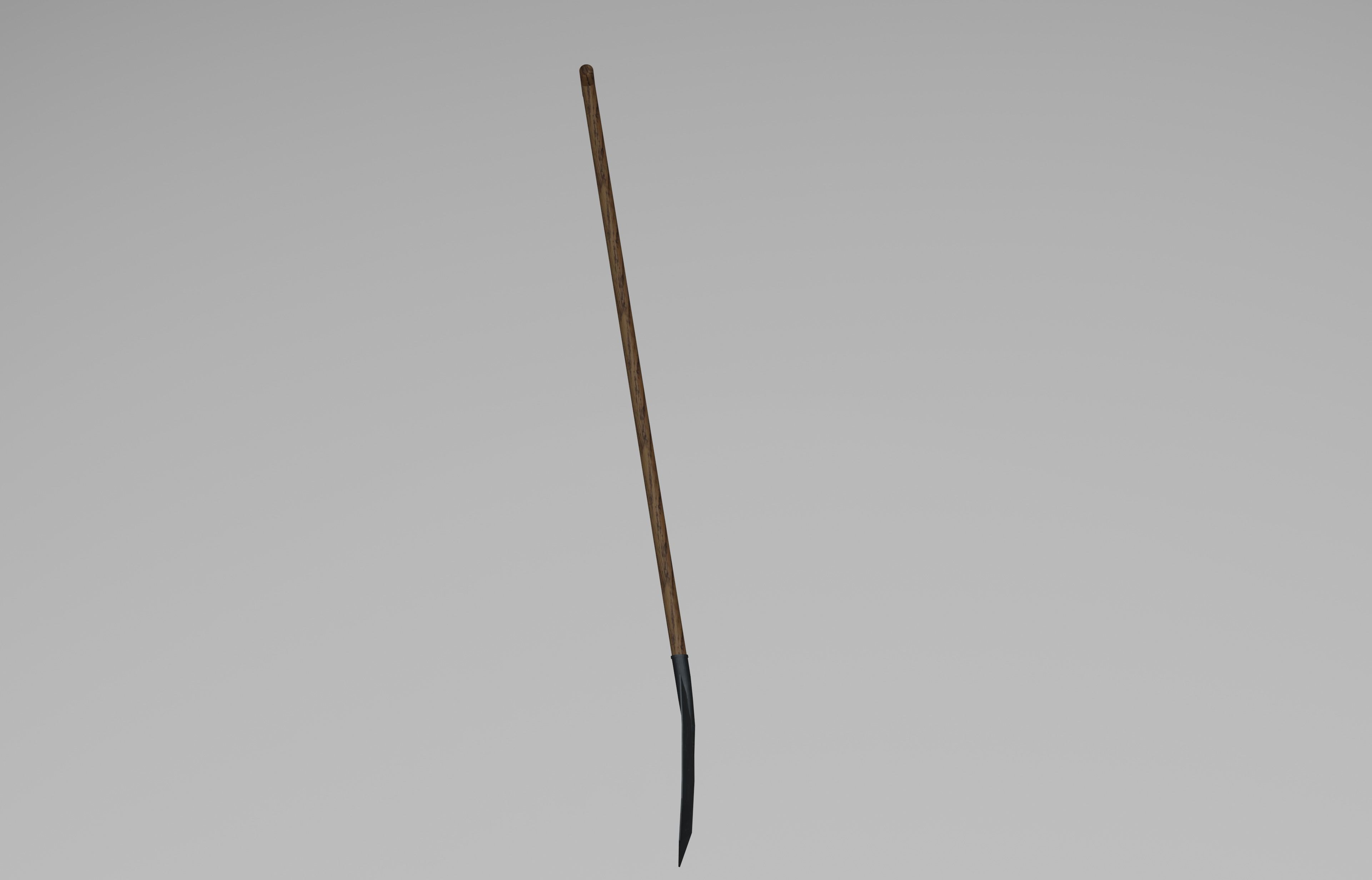 Shovel straight basic large made of wood and steel iron metal Low-poly 3D model_4
