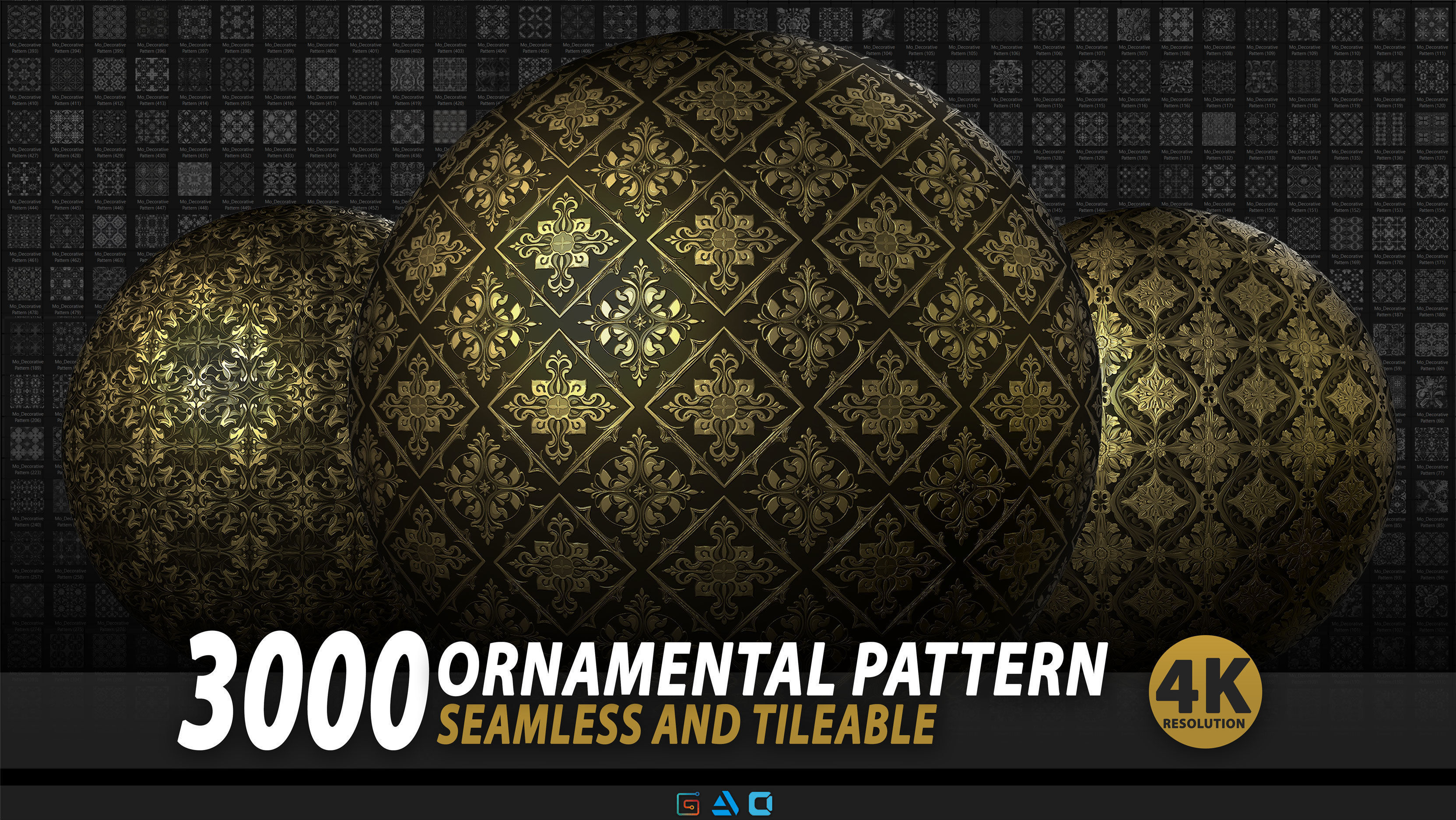 3000 Decorative Pattern Ornament 3D model_1