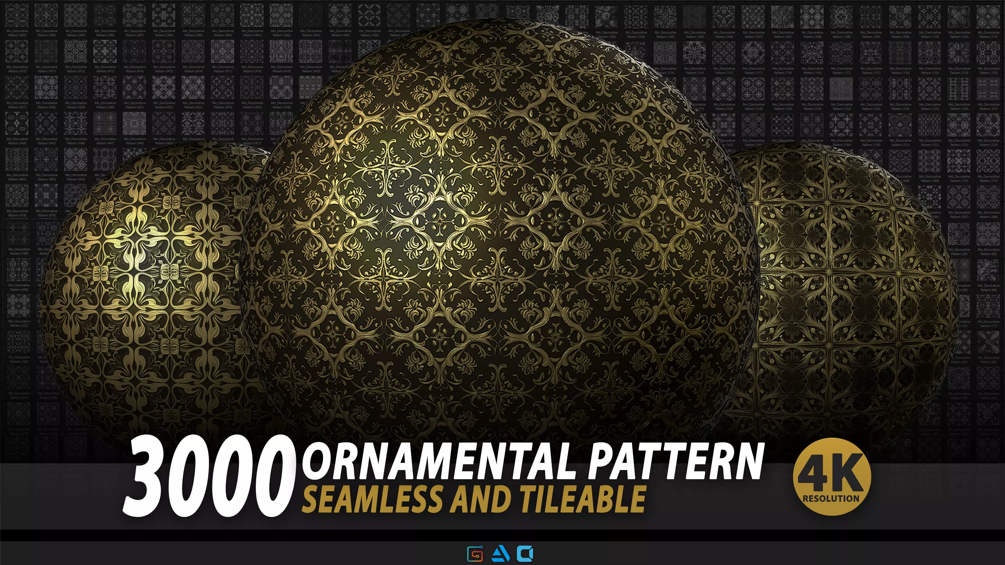 3000 Decorative Pattern Ornament 3D model_0