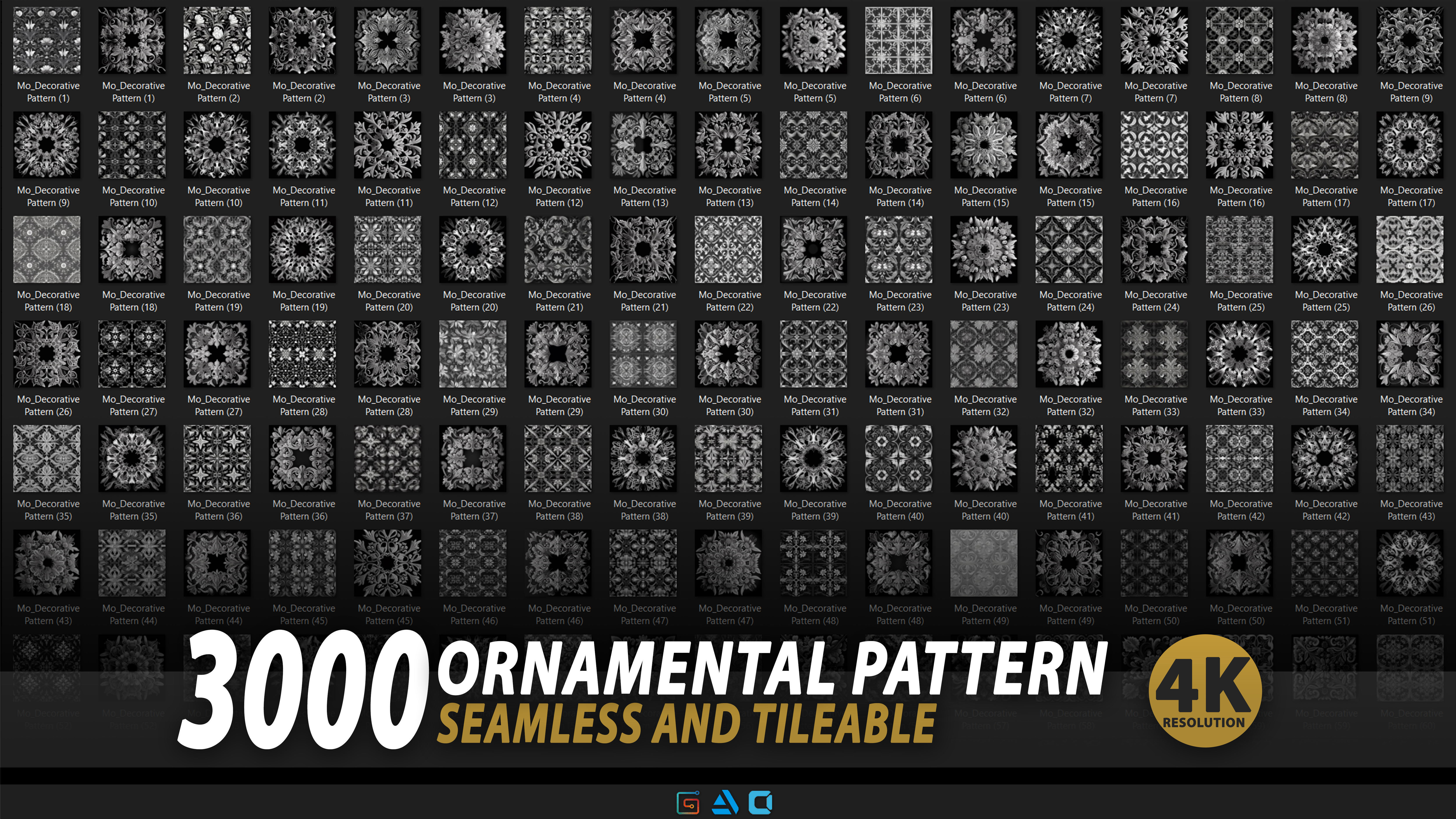 3000 Decorative Pattern Ornament 3D model_3