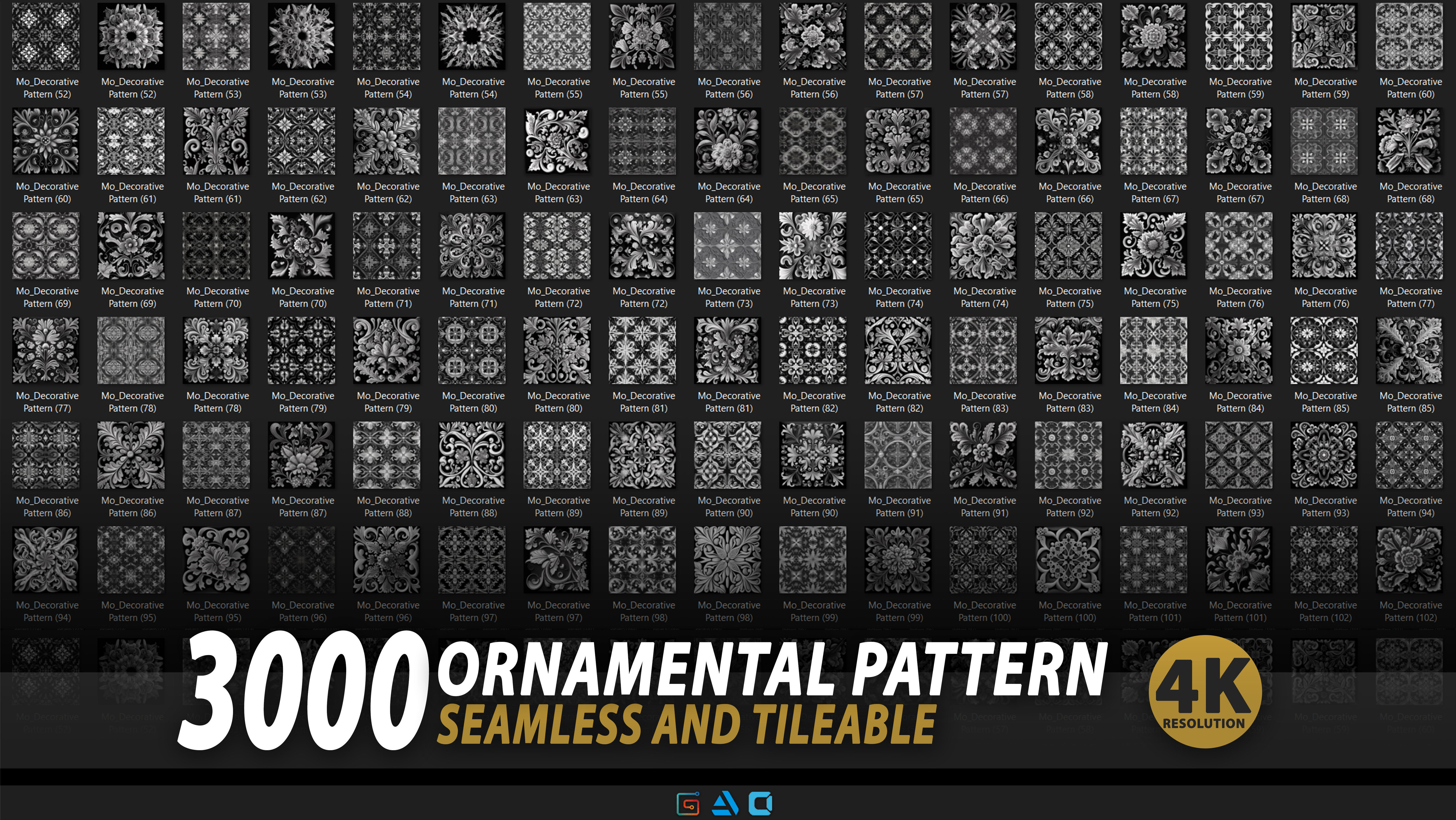 3000 Decorative Pattern Ornament 3D model_2