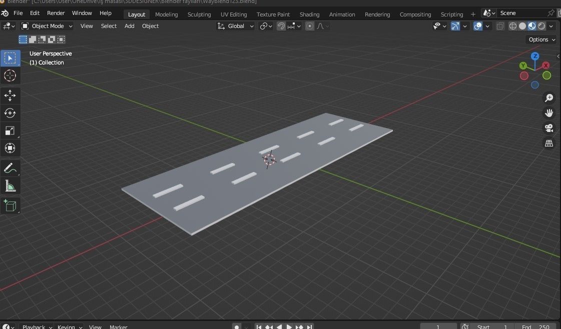 Asphalt road   Free 3D model_1