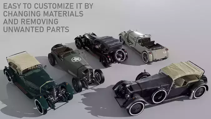 1920 to 1930 modular car Low-poly 3D model