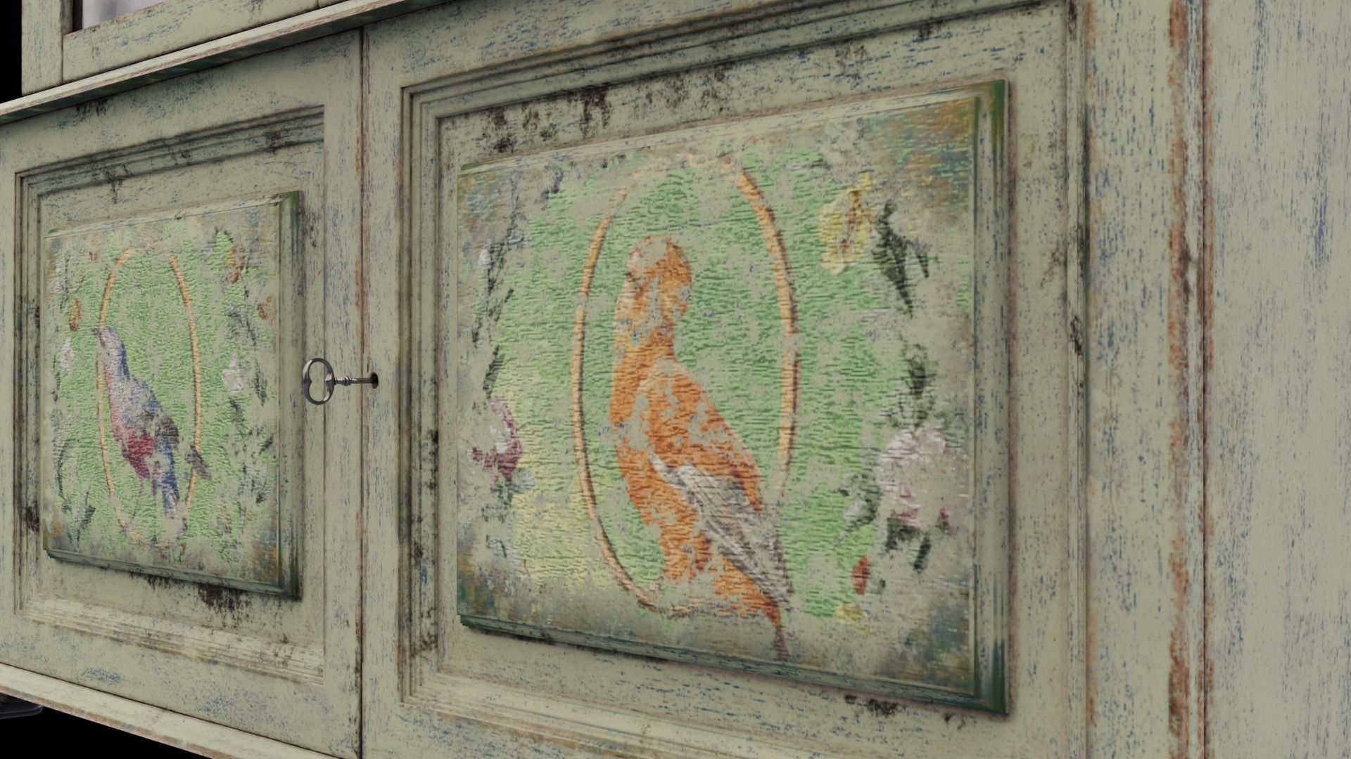 Old Furniture with layered paint Low-poly 3D model_5