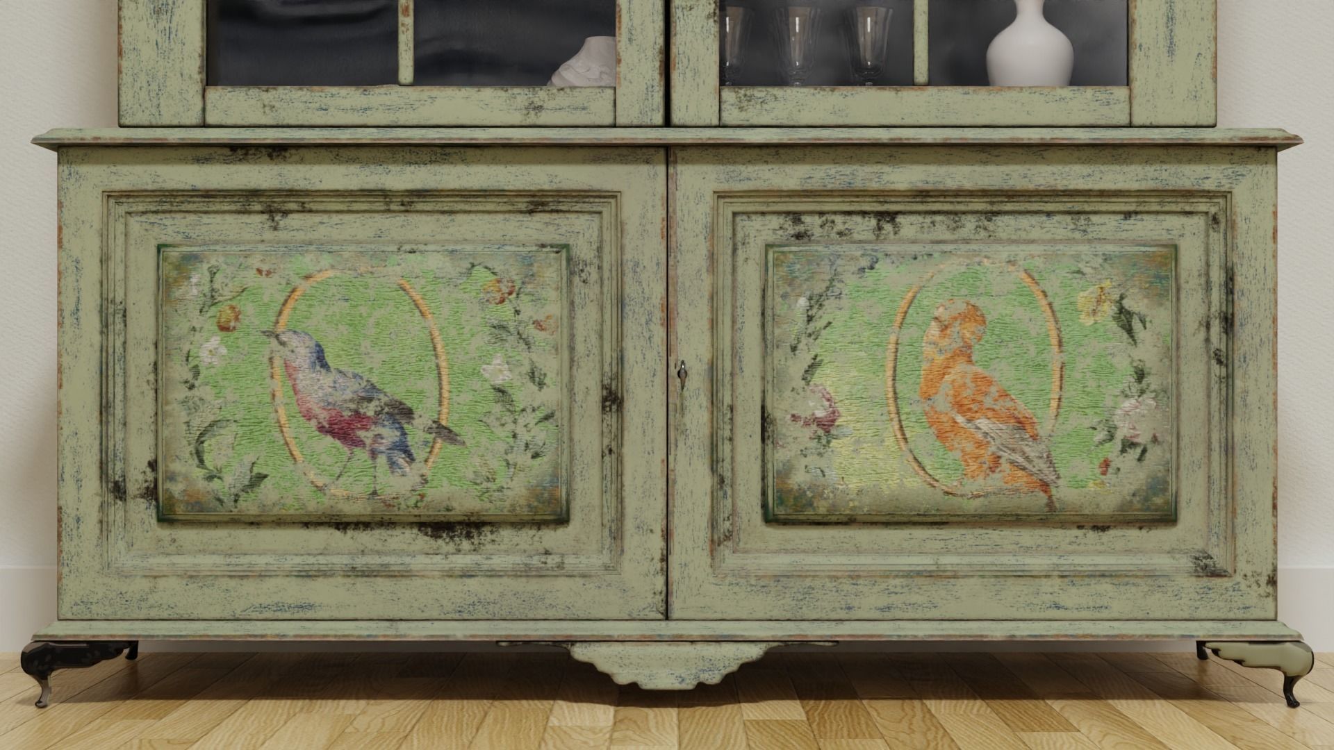 Old Furniture with layered paint Low-poly 3D model_4