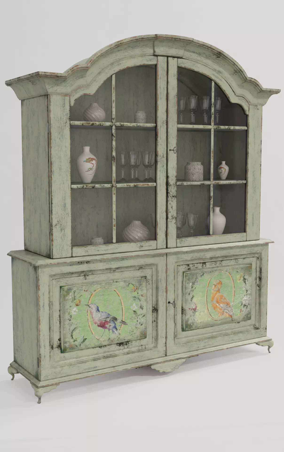 Old Furniture with layered paint Low-poly 3D model_0