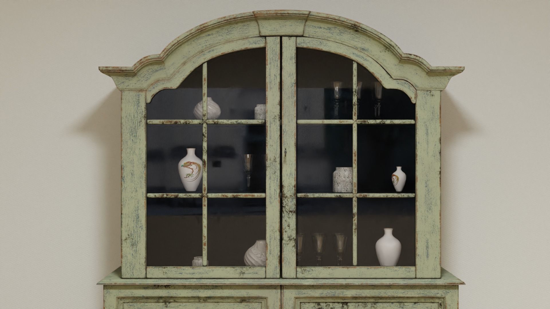 Old Furniture with layered paint Low-poly 3D model_2