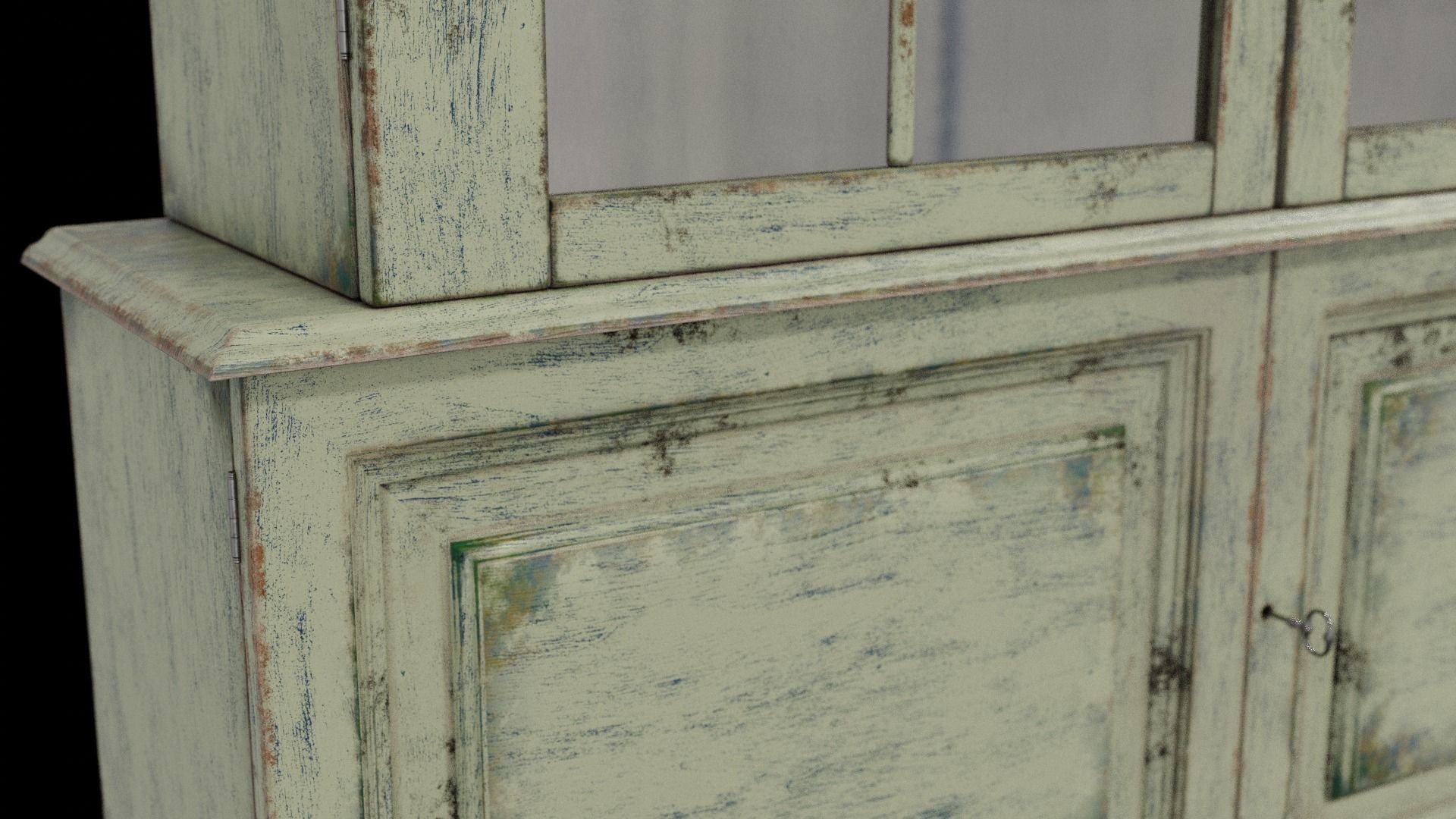 Old Furniture with layered paint Low-poly 3D model_6