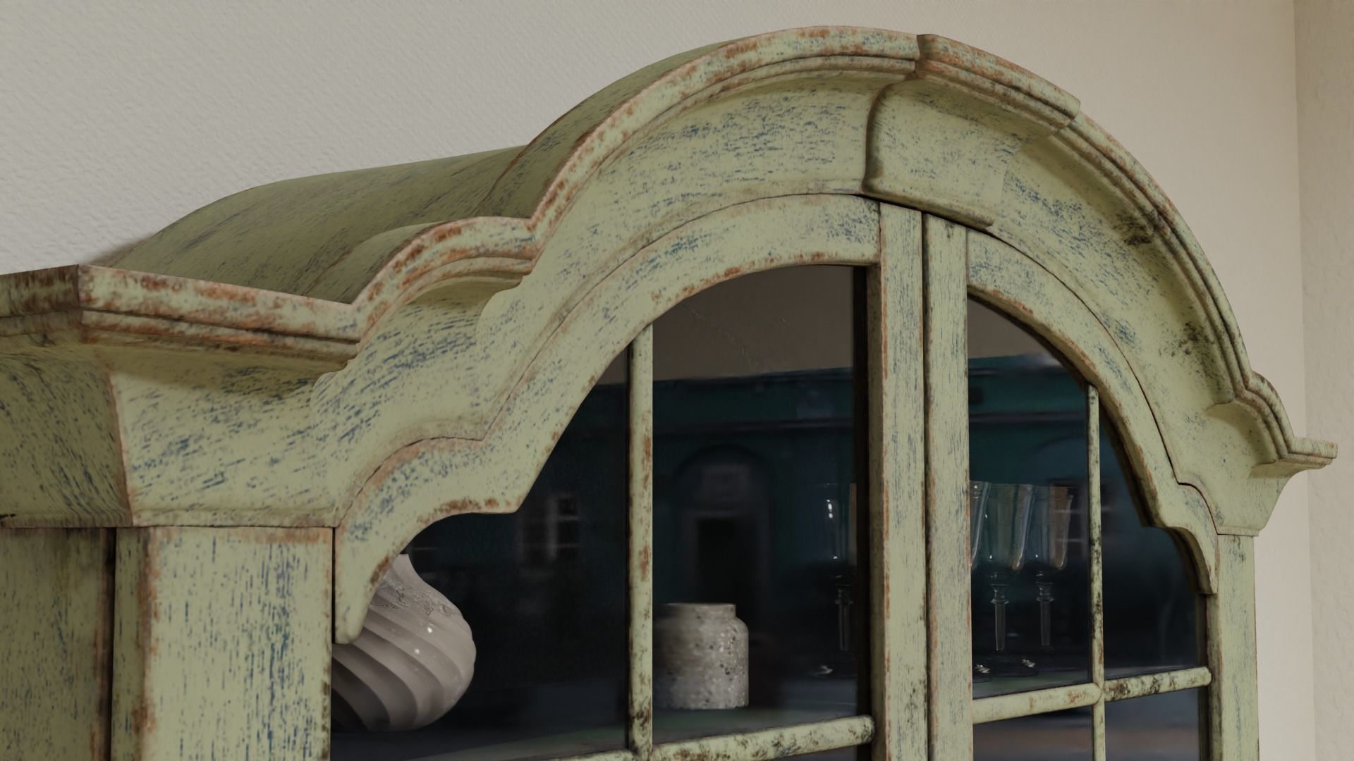 Old Furniture with layered paint Low-poly 3D model_3