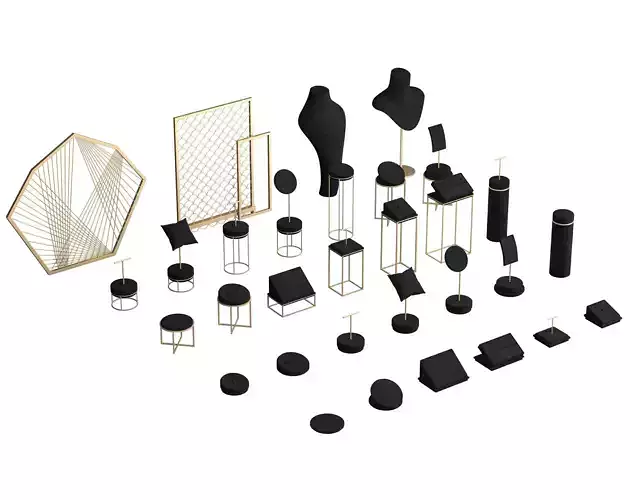 Monicadisplaystudio Black Velvet Jewelry Stand Vol 13 3D model