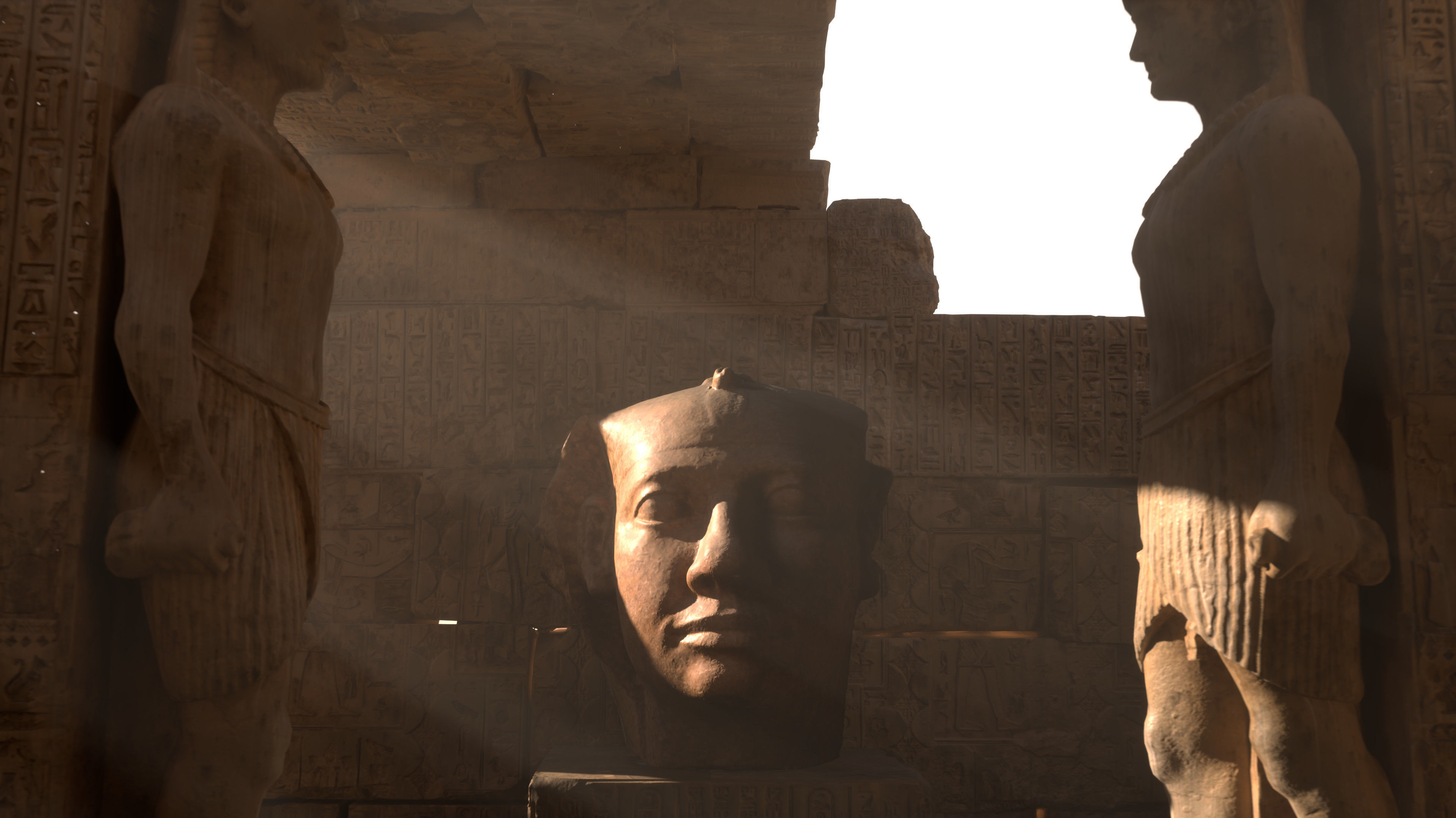 Egyptian colossal granite heads 3D model_3