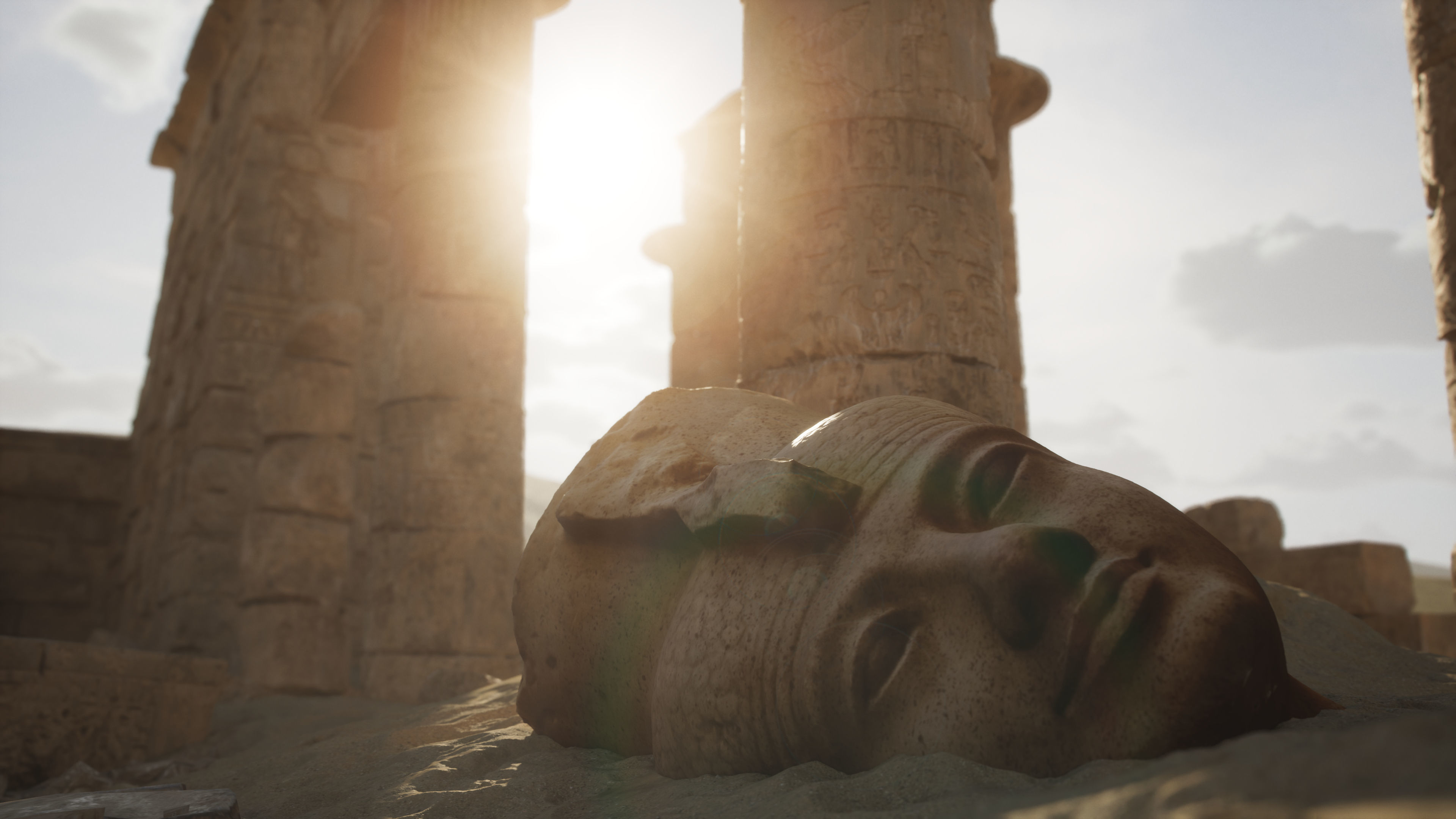 Egyptian colossal granite heads 3D model_2